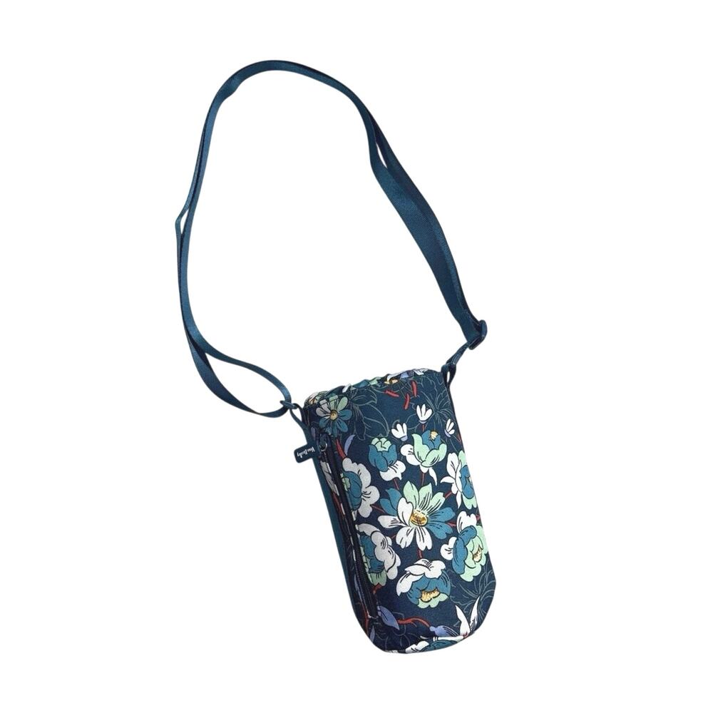 Vera Bradley Water Bottle Crossbody Bag Peacock Garden Floral Insulated Sling